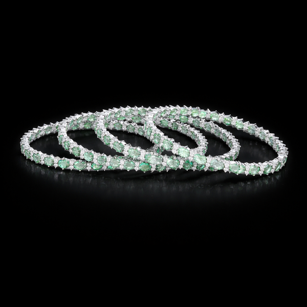 Cubic Zirconia Classic Bangles With Rhodium Plating (2x6) || 431555