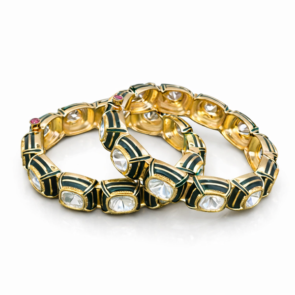 Kundan Openable Bangles With Carat Gold Plating (2x6) || 303493