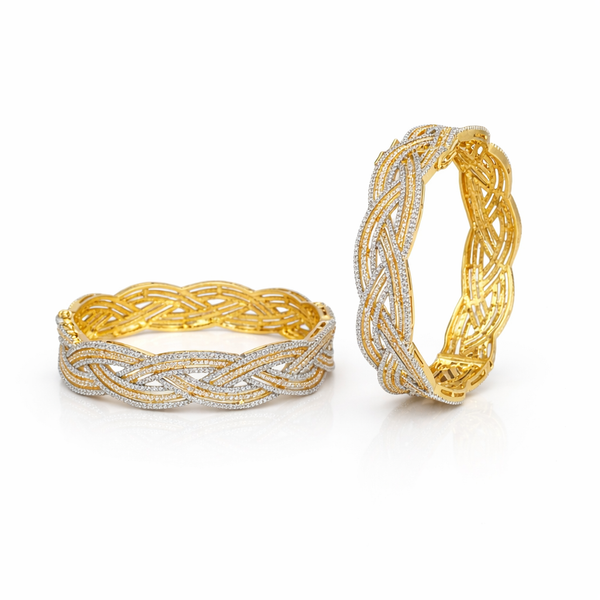 Cz Openable Bangles With 2 Tone Plating || 442856