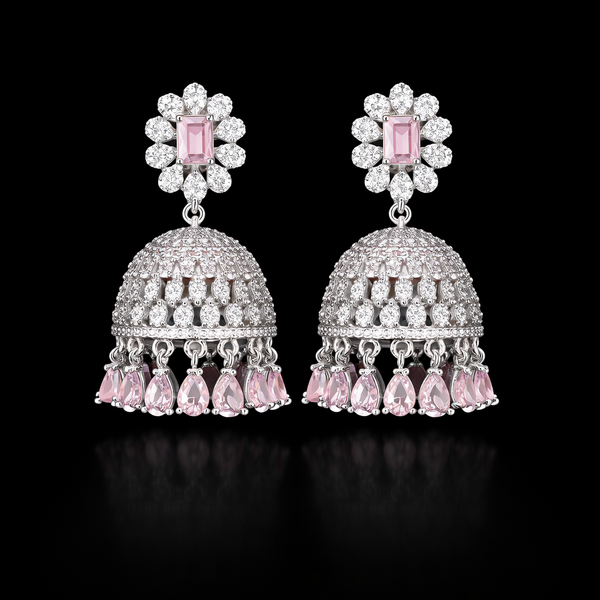 Cz Classic Jhumki With Rhodium Plating || 438241