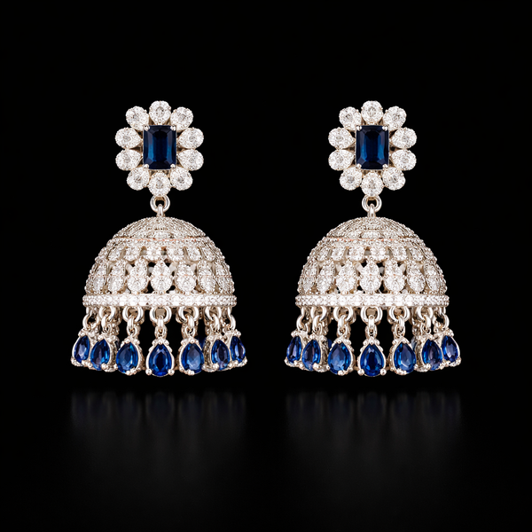 Cz Classic Jhumki With Rhodium Plating || 438241