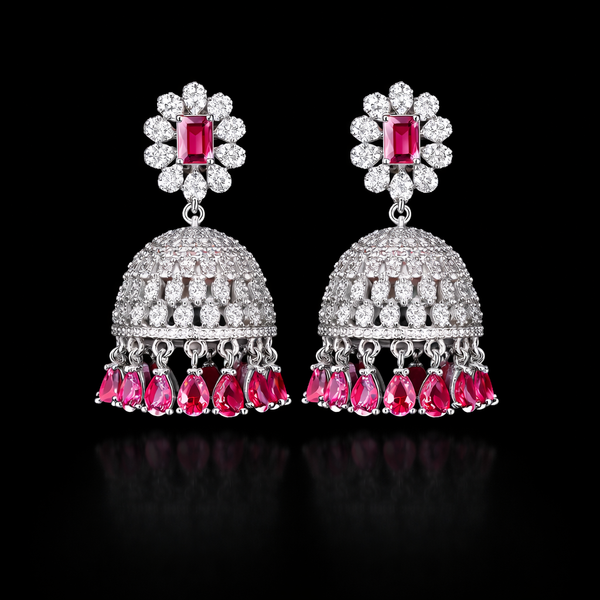 Cz Classic Jhumki With Rhodium Plating || 438241