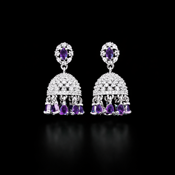 Cz Jhumki With Rhodium Plating || 438593