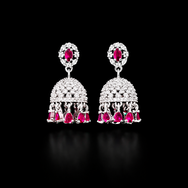 Cz Jhumki With Rhodium Plating || 438593