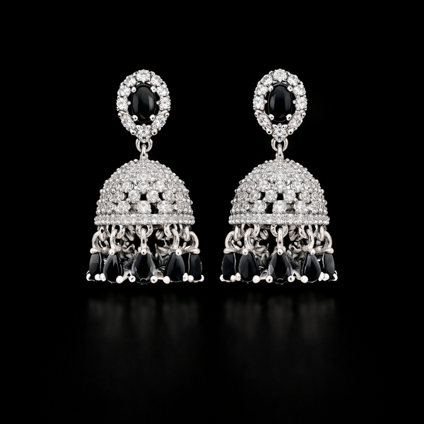 Cz Jhumki With Rhodium Plating || 438593