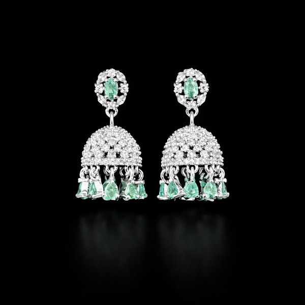 Cz Jhumki With Rhodium Plating || 438593