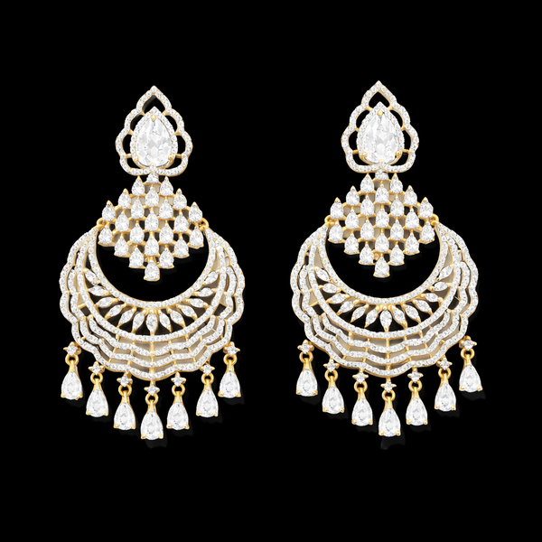 Cubic Zirconia Classic Earring With 2 Tone Plating || 440576