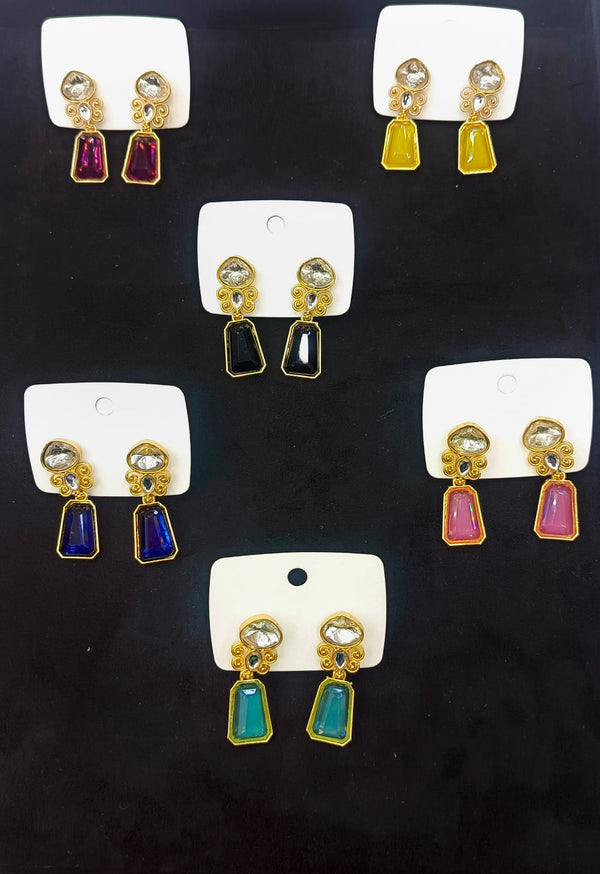 Indo Western Classic Earring With Mehndi Platings || 112459