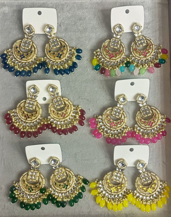 Indo Western Chand Earring With Mehndi Plating || 111345
