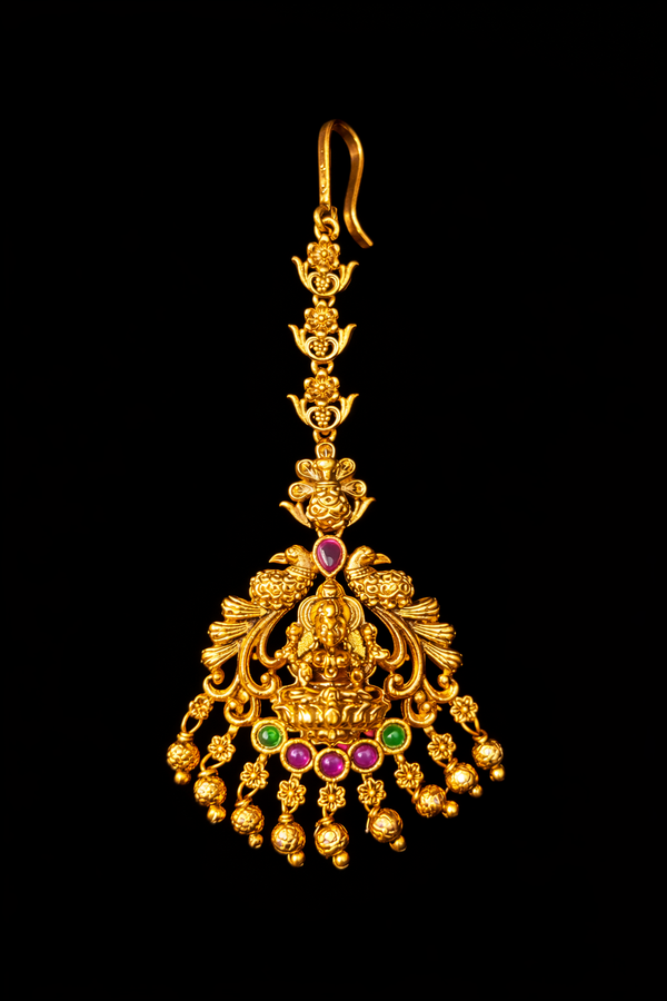 Antique Temple Tikka With Matte Gold Plating || 229883