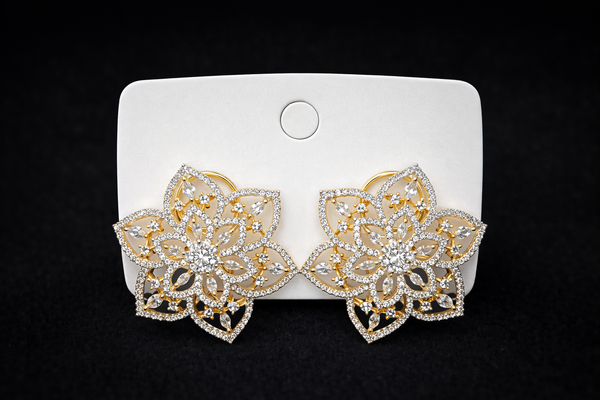 Cz Tops With Carat 2 Tone Rhodium Plating || 440982