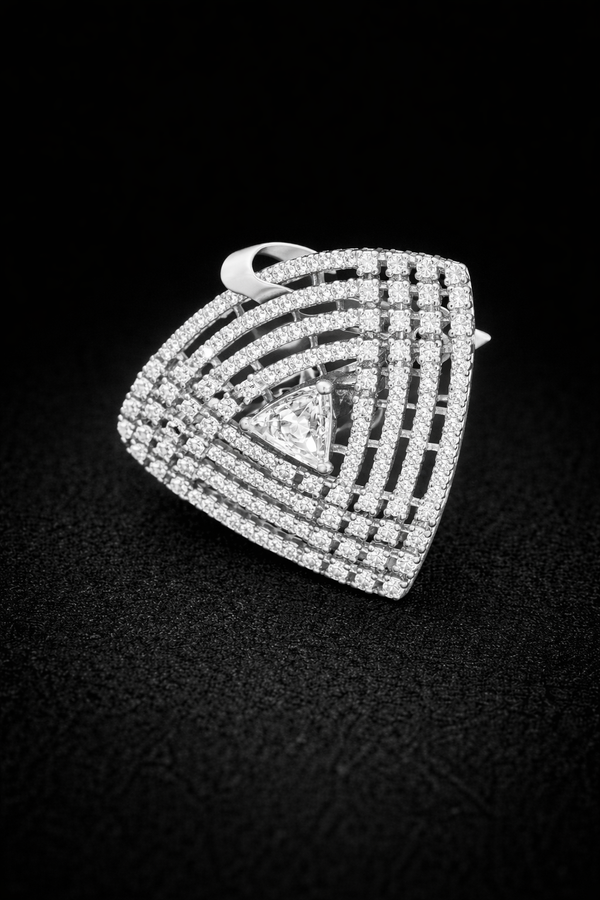 Cz Adjustable Ring With Rhodium 2 Tone Plating || 442526