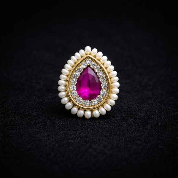 Antique Moti Nose Ring With Gold Plating || 230342