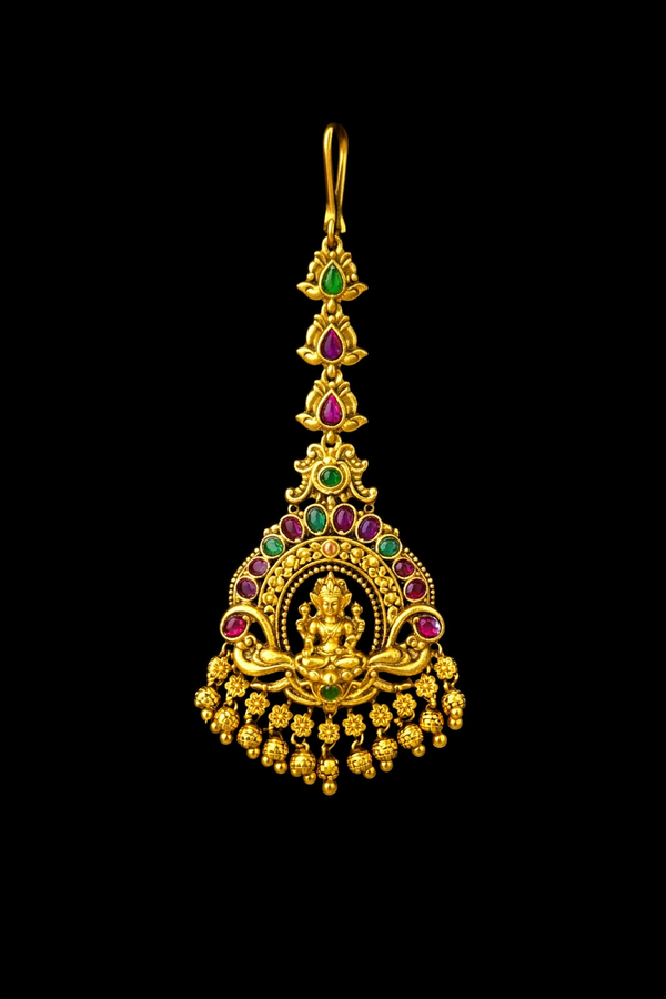Antique Temple Tikka With Matte Gold Plating || 229122