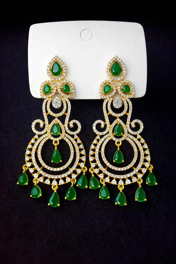 Cubic Zirconia Classic Earring With 2 Tone Plating || 440058