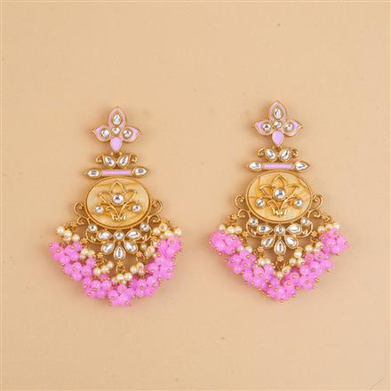 Indo Western Mother Of Pearl Earring With Mehndi Plating || 111869