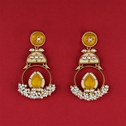 Indo Western Mother Of Pearl Earring With Mehndi Plating || 111986
