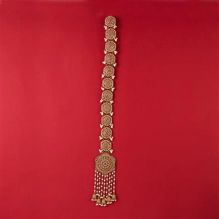 Indo Western Pearl Hair Brooch With Mehndi Plating || 112042