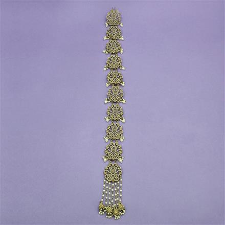 Indo Western Moti Hair Brooch With Mehndi Plating || 112129