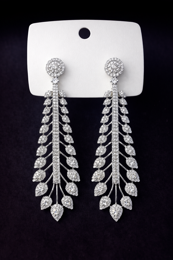 Cubic Zirconia Classic Earring With Carat Rhodium 2 Tone Plating || 441172