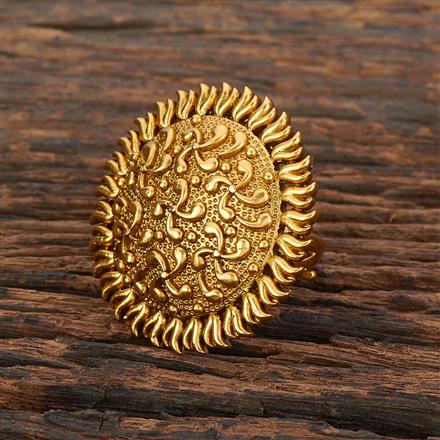 Antique Adjustable Ring With Matte Gold Plating || 212853