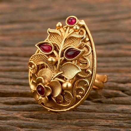 Antique Adjustable Ring With Matte Gold Plating || 219213