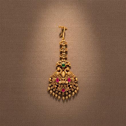 Antique Temple Tikka With Matte Gold Plating || 224429