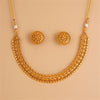 Antique Plain Matte Gold Necklace Set With Matte Gold Plating || 225397