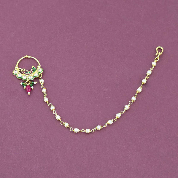 Antique Moti Nose Ring With Gold Plating || 228636