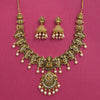 Antique South Indian Necklace Set With Matte Gold Plating || 229161