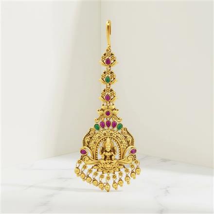 Antique Temple Tikka With Matte Gold Plating ||230165