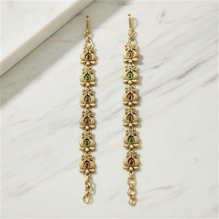 Antique South Indian Ear Chain With Matte Gold Plating || 230331