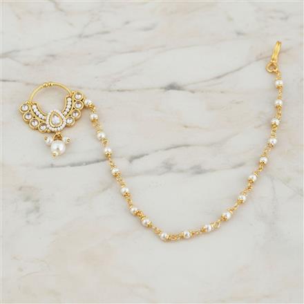 Antique Moti Nose Ring With Gold Plating || 230336