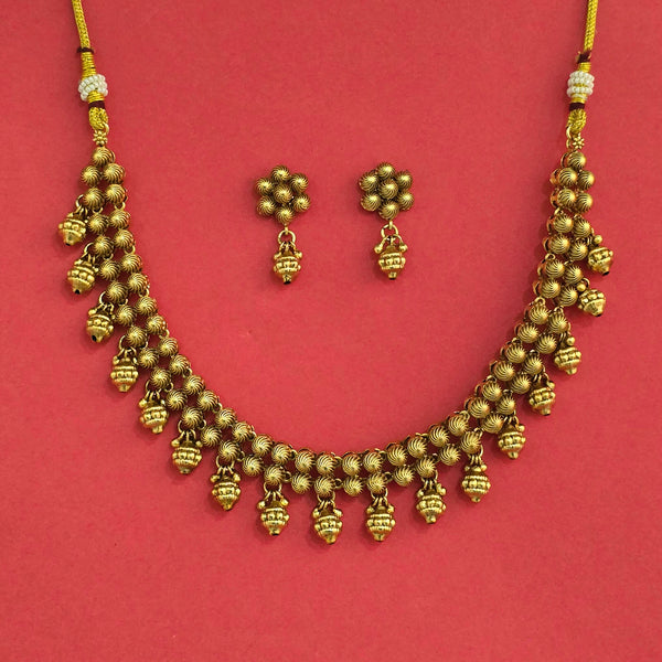 Antique Classic Necklace Set With Matte Gold Plating || 230366
