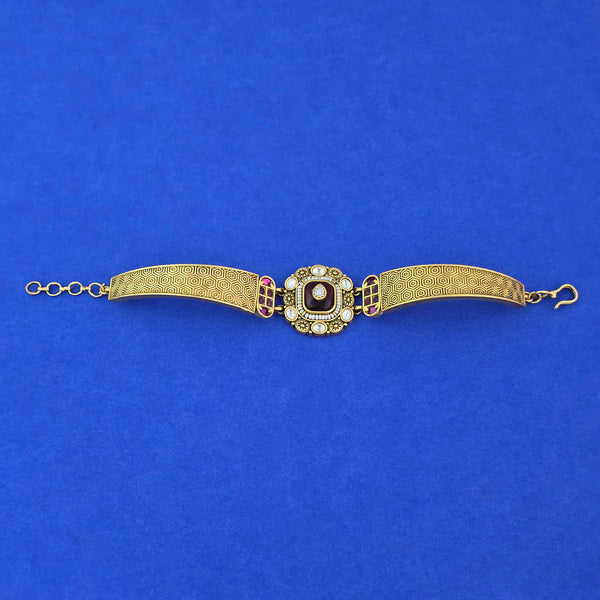 Antique Adjustable Bracelet With Matte Gold Plating || 230652