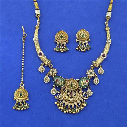 Antique Classic Necklace With Matte Gold Plating || 230665