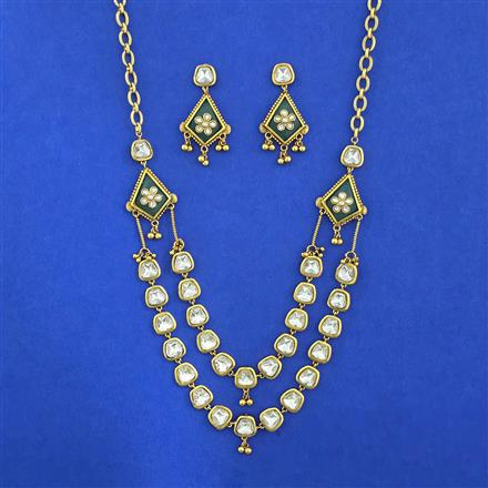 Antique 2 Line Necklace With Matte Gold Plating || 230681