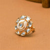 Kundan Adjustable Ring With Rose Gold Plating || 302586