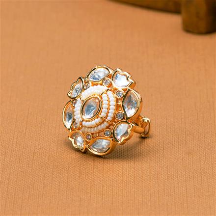 Kundan Adjustable Ring With Rose Gold Plating || 302586