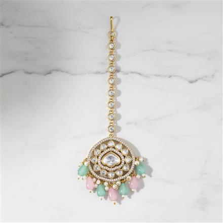 Kundan Moti Tikka With Mehndi Plating || 303386