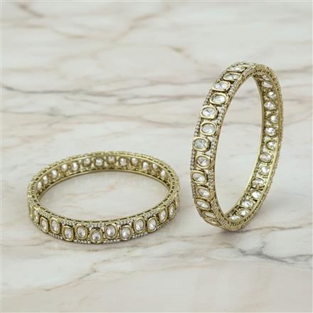Kundan Classic Bangles With Mehndi Plating (2x6) || 303419