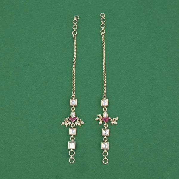 Kundan Moti Ear Chain With Carat Gold Plating || 303423