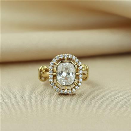 Kundan Adjustable Ring With Mehndi Plating || 303437