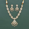 Kundan Mother Of Pearl Necklace Set With Mehndi Plating || 303471