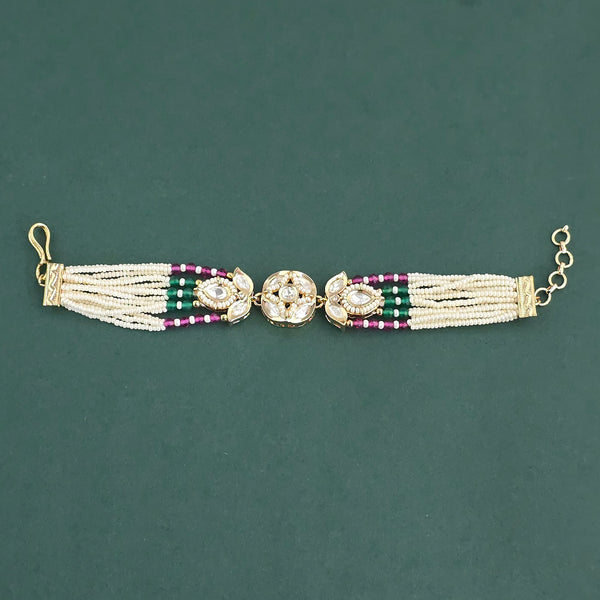 Kundan Moti Bracelet With Carat Gold Plating || 303478