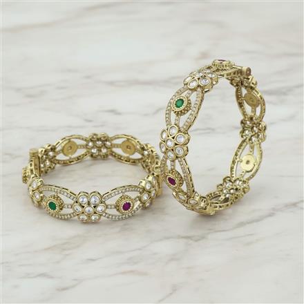 Kundan Classic Bangles With Mehndi Plating || 303480