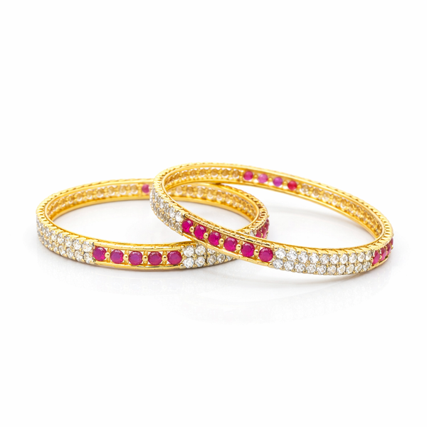 Cz Classic Bangles With 2 Tone Plating (2x6) || 436749