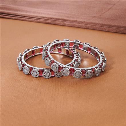 Cz Classic Bangles With Rhodium Plating (2x6) || 435806