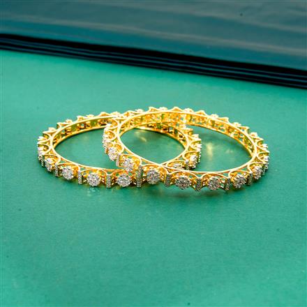 Cz Classic Bangles With 2 Tone Plating - (2x8) || 436907