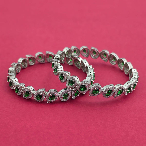 Cz Classic Bangles With Rhodium Plating (2x6) || 439077